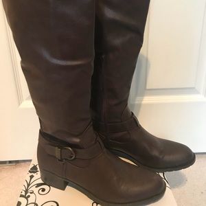 Rampage Intense Brown Faux Leather Riding Boots 10